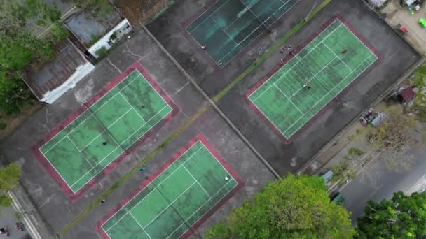 Légi Felvétel Gorontalo Városi Parkban Teniszező Emberekről Lapangan Taruna Kota — Stock videók