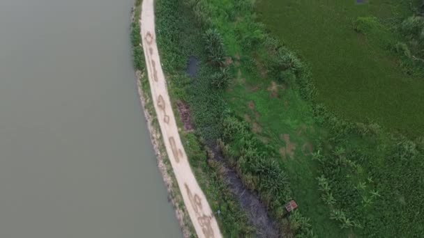 Вид Воздуха Озеро Лимбото Вечером Дорогу — стоковое видео