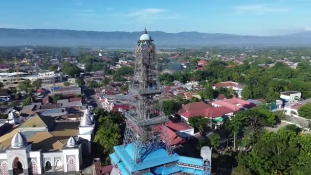Vista Aérea Torre Limboto Ícone Regência Gorontalo — Vídeo de Stock