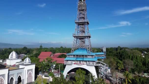 Vista Aérea Torre Limboto Ícone Regência Gorontalo — Vídeo de Stock
