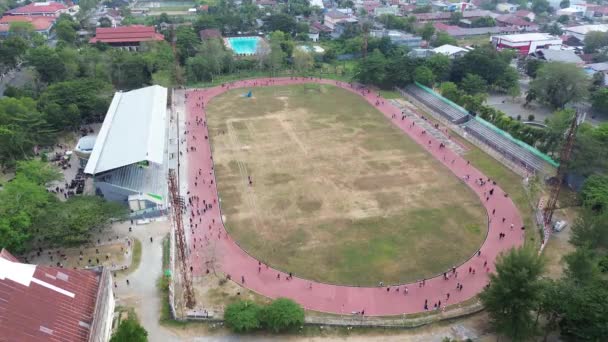 Veduta Aerea Persone Che Corrono Gor Nani Wartabone Gorontalo City — Video Stock