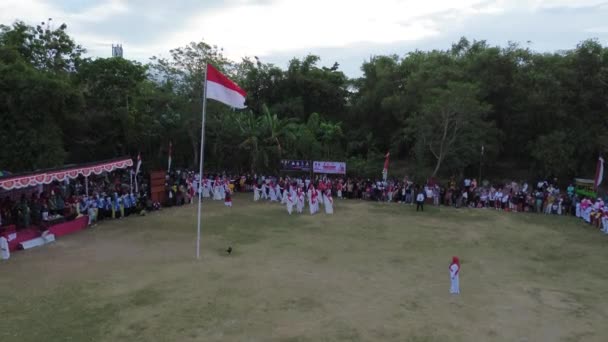 Gorontalo Indonésie Srpna 2023 Letecký Pohled Indonéskou Vlajkovou Slavnost Jíž — Stock video
