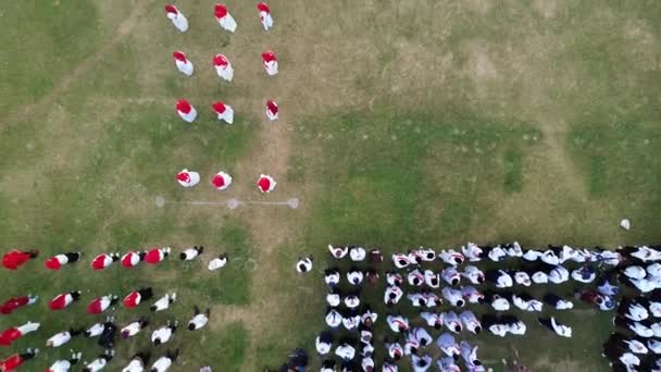 Gorontalo Indonésia Agosto 2023 Vista Aérea Cerimônia Descida Bandeira Indonésia — Vídeo de Stock
