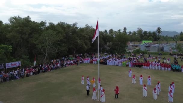 Gorontalo Indonesië Augustus 2023 Luchtfoto Van Ouderen Fungeerde Als Officieren — Stockvideo