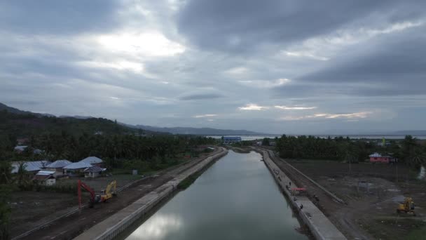 Vista Aérea Del Proyecto Construcción Del Río Gorontalo — Vídeo de stock