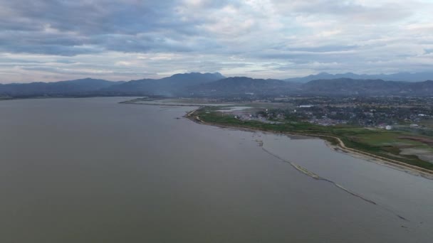 Vista Aerea Della Siccità Colpito Lago Limboto Gorontalo Indonesia — Video Stock