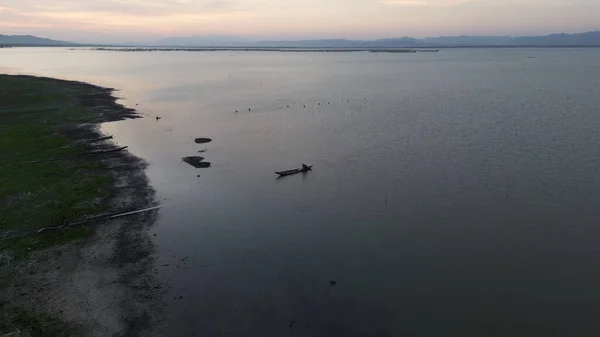 Luftaufnahme Eines Fischers Auf Seinem Boot See — Stockfoto