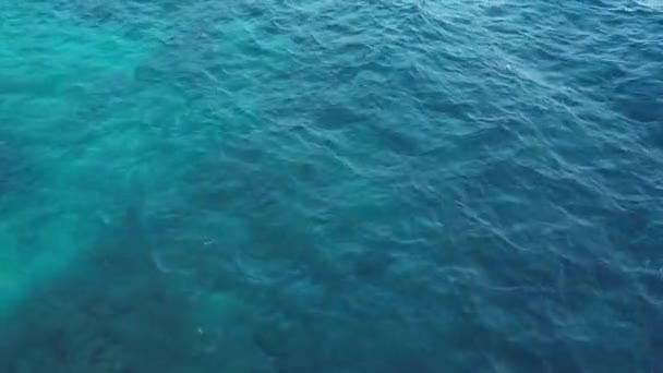 Mavi Deniz Suyu Yüzey Dokusunun Havadan Görünüşü Turkuaz Deniz Suyunun — Stok video