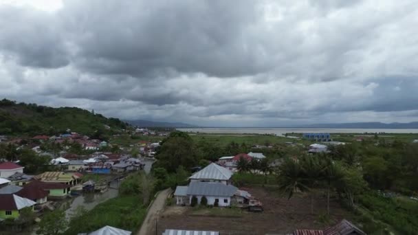 Aerial View Settlements River View Residential Areas Province Gorontalo Indonesia — Stock Video