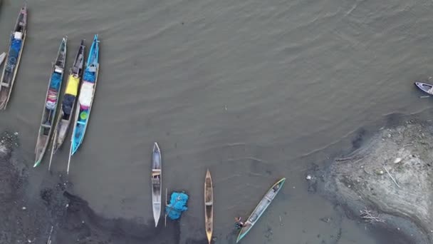 Вид Воздуха Лимбото Гребные Лодки Дрейфуют Над Водами Озера Лимбото — стоковое видео