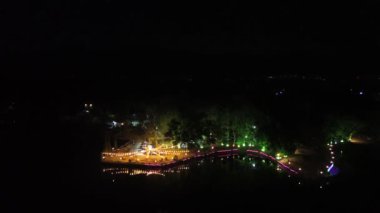 Geceleri Perintis Gölü 'nün havadan görünüşü, Gorontalo-Endonezya