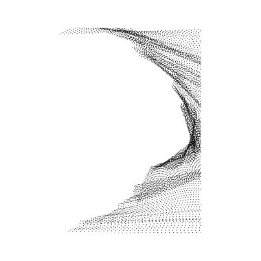 Soyut dalgalı çizgiler ögesi. Akan parçacıklar dalga deseni 3 boyutlu eğri yarım ton. Teknoloji, bilim ve modern kavramda element vektörü