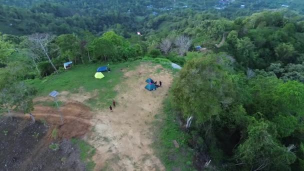 Climber Tent Top Mountain Atmosphere Camping Ground Top Mount Arang — Stock Video