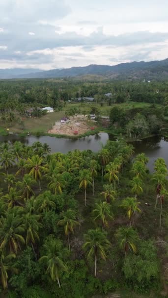 Aerial View Perintis Lake Surrounded Trees — стоковое видео