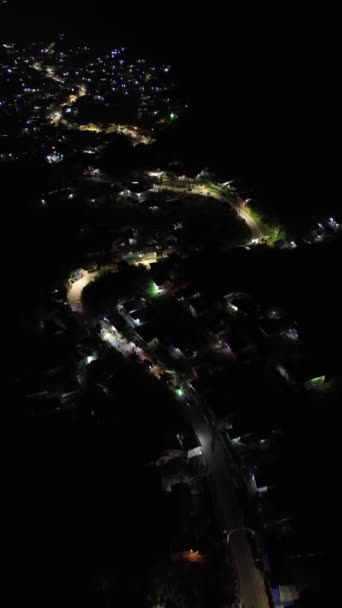 Vertical Drone Footage Vehicles Driving Illuminated Highway Roads City Night — ストック動画