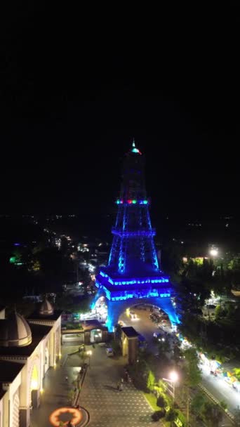 Imagens Drones Verticais Torre Majestade Limboto Torre Pakaya Noite Majestosa — Vídeo de Stock