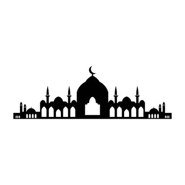 Cami simgesi. Web tasarımı için cami vektör simgesinin düz çizimi