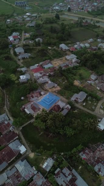 Vertical Aerial Footage Small Village Afternoon Aerial View Tualango Village — Stock Video
