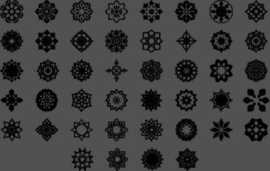 İslami Geometrik. Soyut mandala. Etnik dekoratif unsur. İslam, Arap, Hint ve Osmanlı motifleri