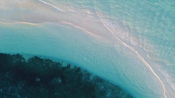 Flygfoto Över Sandstranden Med Turkost Vatten — Stockvideo