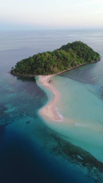 Vertical Drone Filmagem Bela Ilha Tropical Com Praia Areia Branca — Vídeo de Stock