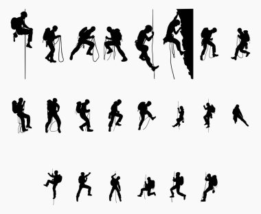 Dağcı siluetleri koleksiyonu. Kaya Dağcısı Silueti