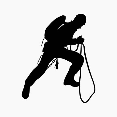 Dağcı silueti çizimi. Kaya Dağcısı Silueti