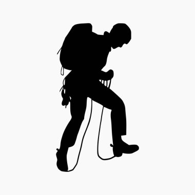 Dağcı silueti çizimi. Kaya Dağcısı Silueti