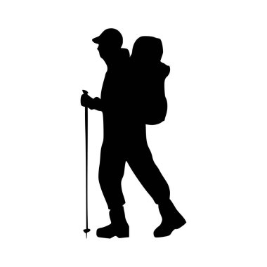 Yürüyüşçü silueti çizimi. Yürüyüş silueti simgesi