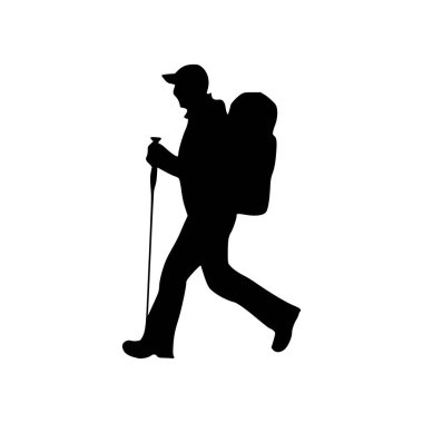 Yürüyüşçü silueti çizimi. Yürüyüş silueti simgesi