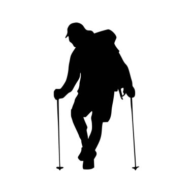 Yürüyüşçü silueti çizimi. Yürüyüş silueti simgesi