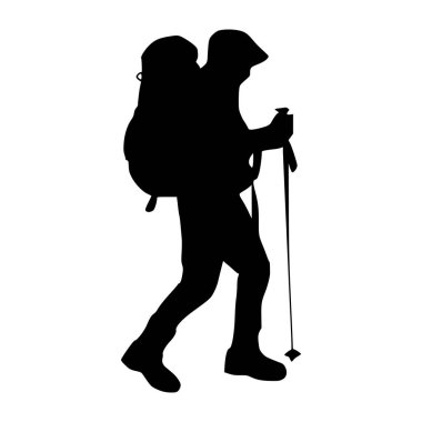 Yürüyüşçü silueti çizimi. Yürüyüş silueti simgesi