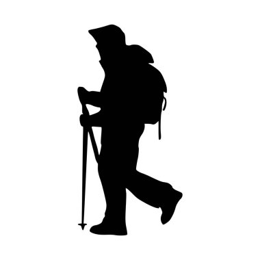 Yürüyüşçü silueti çizimi. Yürüyüş silueti simgesi