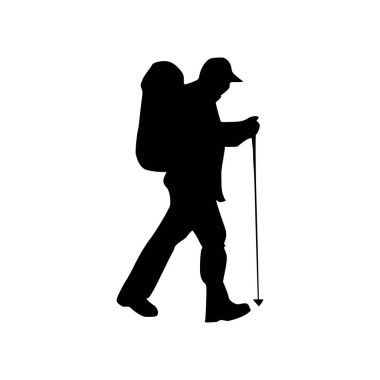 Yürüyüşçü silueti çizimi. Yürüyüş silueti simgesi