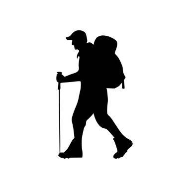 Yürüyüşçü silueti çizimi. Yürüyüş silueti simgesi