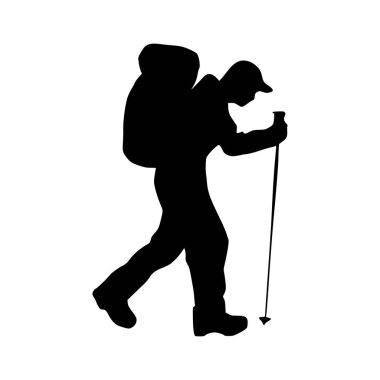 Yürüyüşçü silueti çizimi. Yürüyüş silueti simgesi