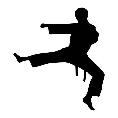 Görüntü Tekvando atleti silueti. Dövüş sanatlarının silueti.