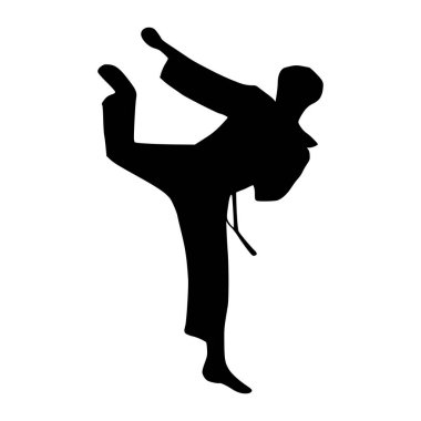 Görüntü Tekvando atleti silueti. Dövüş sanatlarının silueti.