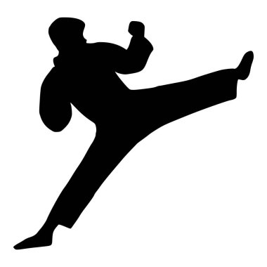 Görüntü Tekvando atleti silueti. Dövüş sanatlarının silueti.