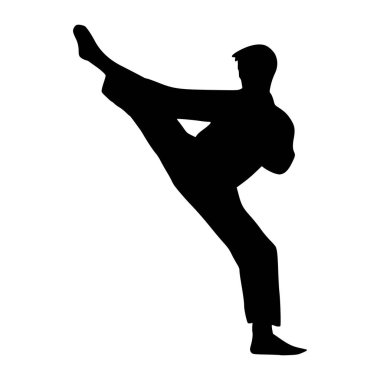 Görüntü Tekvando atleti silueti. Dövüş sanatlarının silueti.