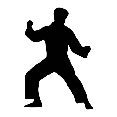 Görüntü Tekvando atleti silueti. Dövüş sanatlarının silueti.