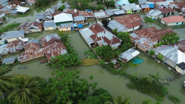 Aerial view of flooded area in Tualango village, Gorontalo, Indonesia clipart