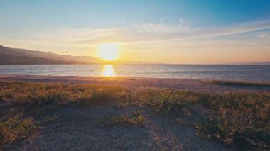 Göl kenarında koşan bir atlet. Erkek fitness koşu sağlık konsepti.