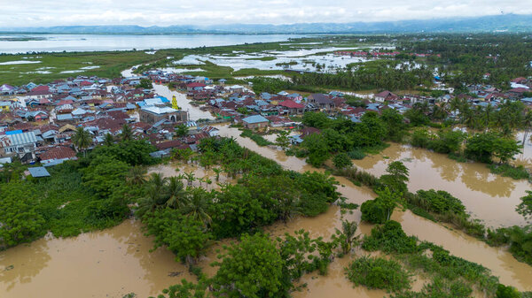 Aerial View of Flooded Residential Area