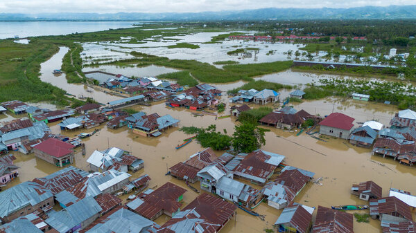Aerial View of Flooded Residential Area