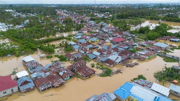 Aerial View of Flooded Residential Area