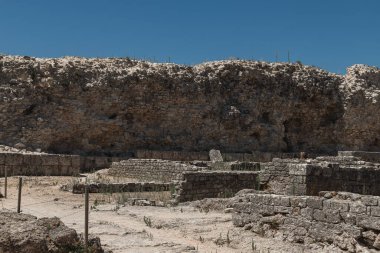 Image of the Roman ruins in Conimbriga, Portugal. Historical elements found at the site in archaeological work. clipart