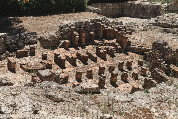 stock image Image of the Roman ruins in Conimbriga, Portugal. Historical elements found at the site in archaeological work.