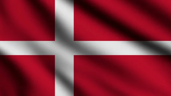 Bandera Dinamarca Ondeando Viento Con Fondo Estilo — Foto de Stock