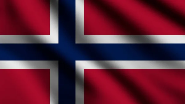 Bandera Noruega Ondeando Viento Con Fondo Estilo — Foto de Stock